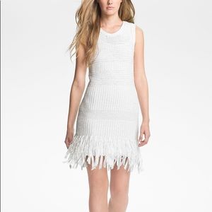 White Lace Fringe Hem Dress